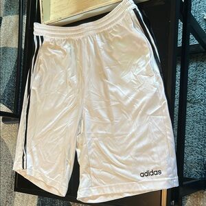 Adidas Men's White Athletic Shorts with Black Stripes